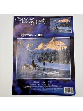 Candamar Designs Cross Stitch Kit Hermon Adams Coming Home Native American Horse